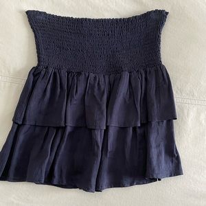 Navy blue ruffle mini skirt
